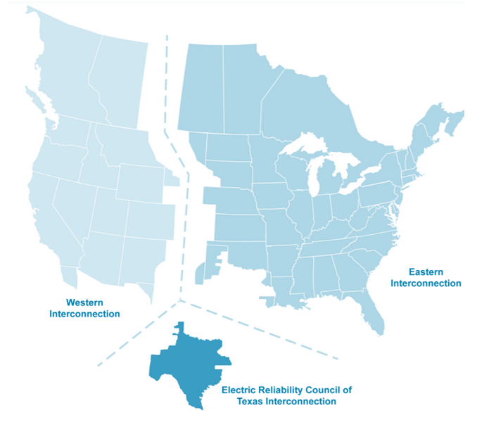 Electric Reliability Council Texas map