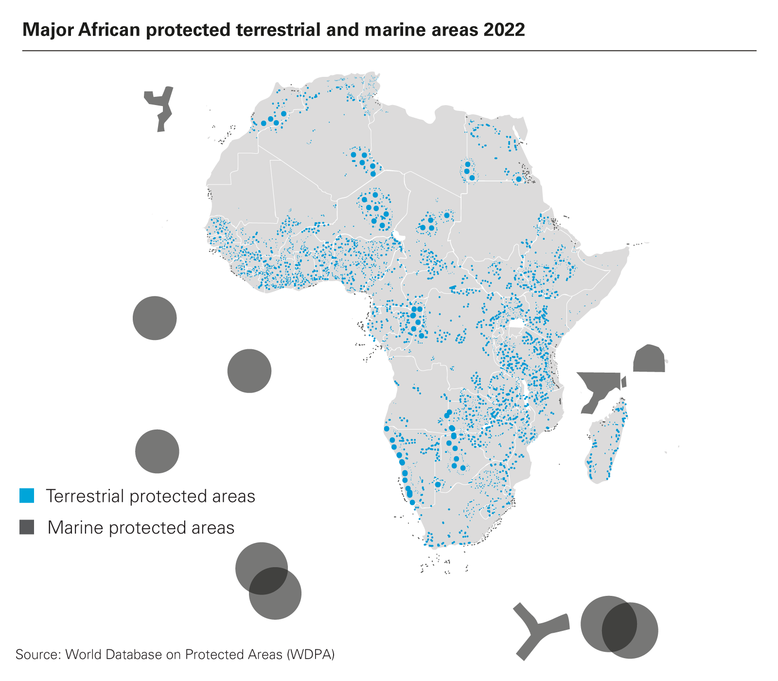 Major African protected terrestrial and marine areas 2022