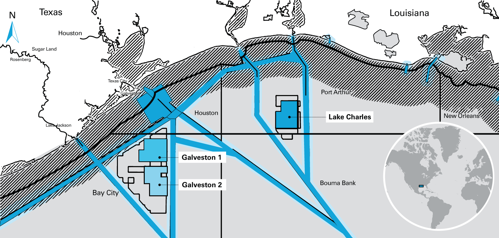 Map of the three lease sites