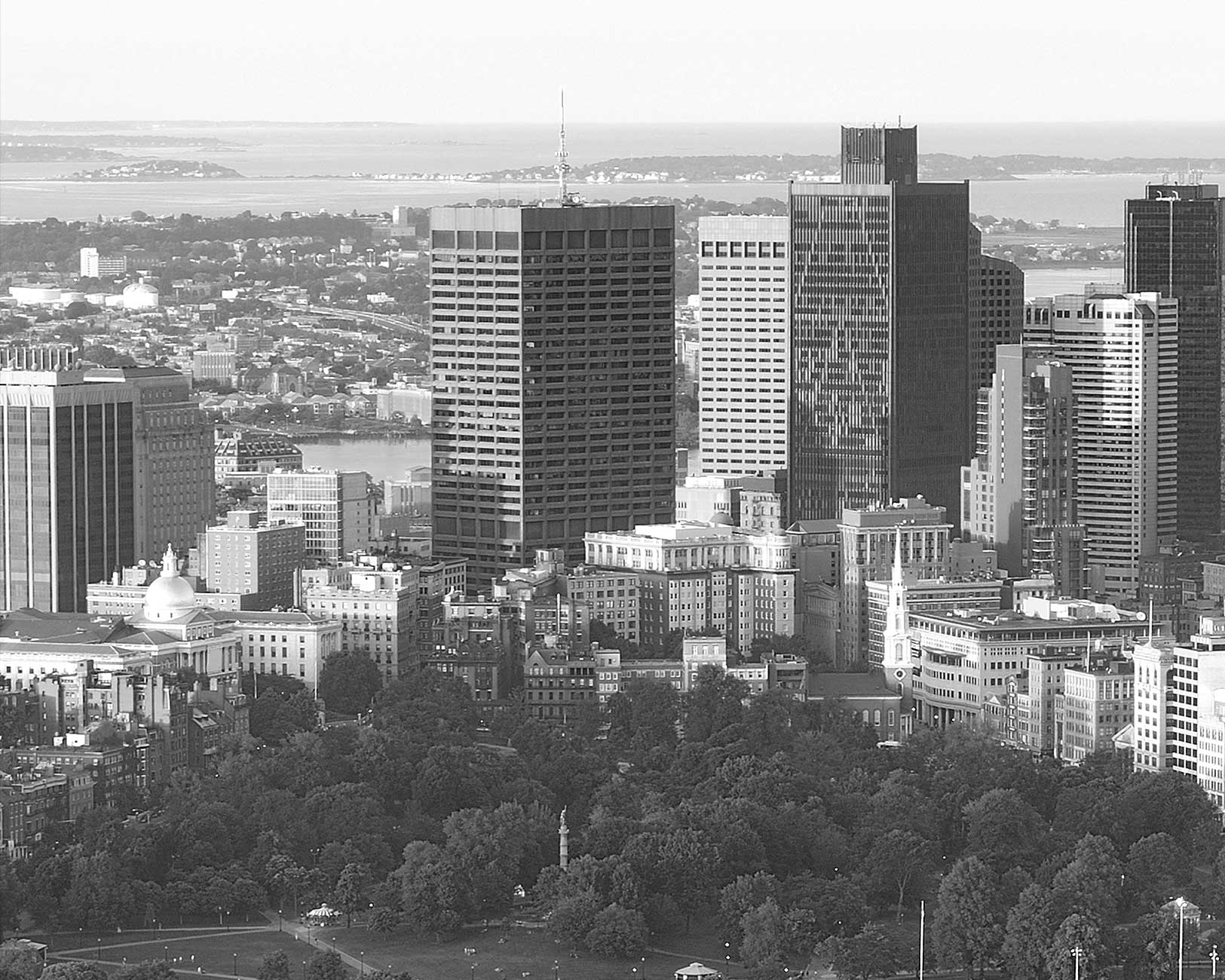 Black & white photo of Boston