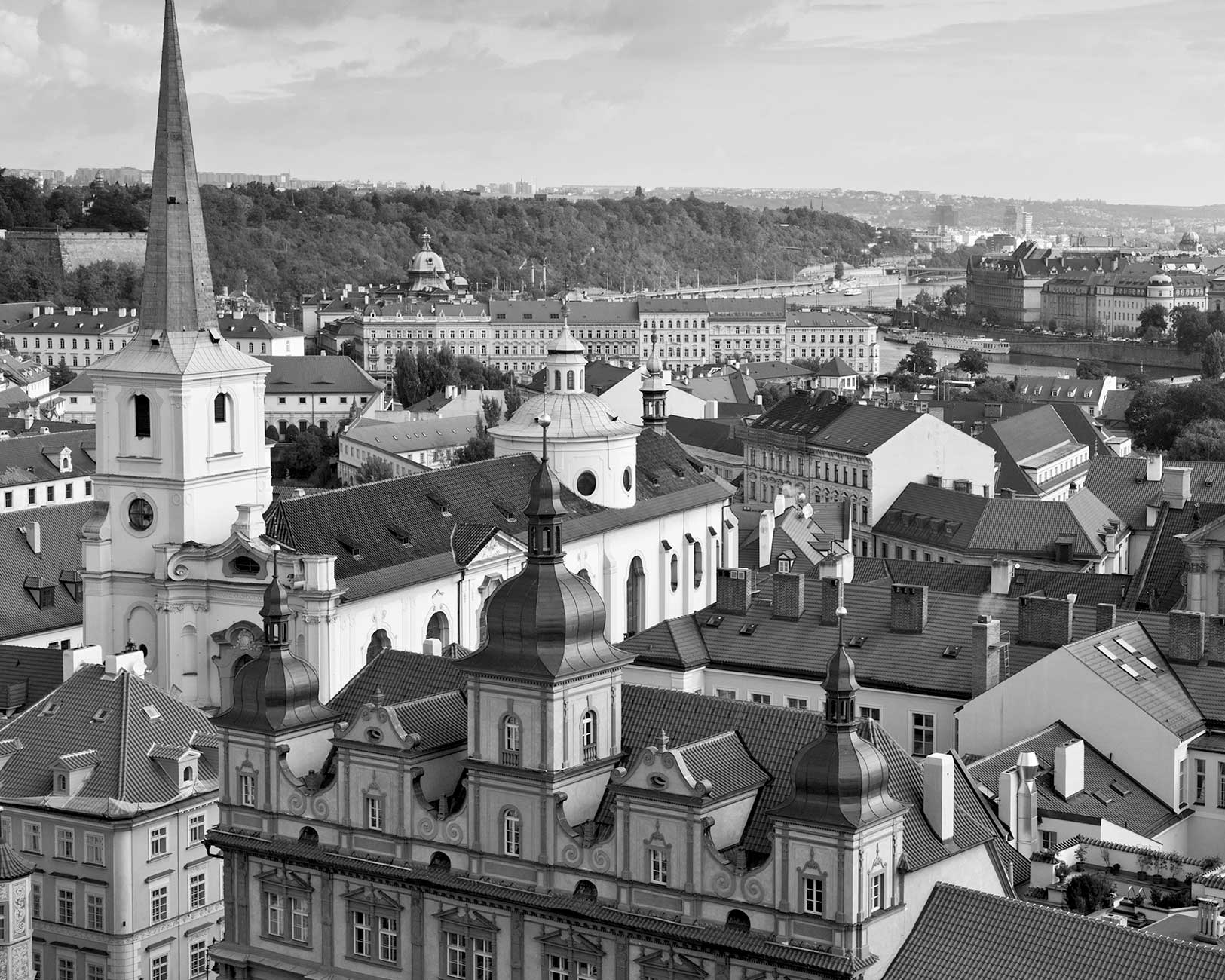 Black & white photo of Prague