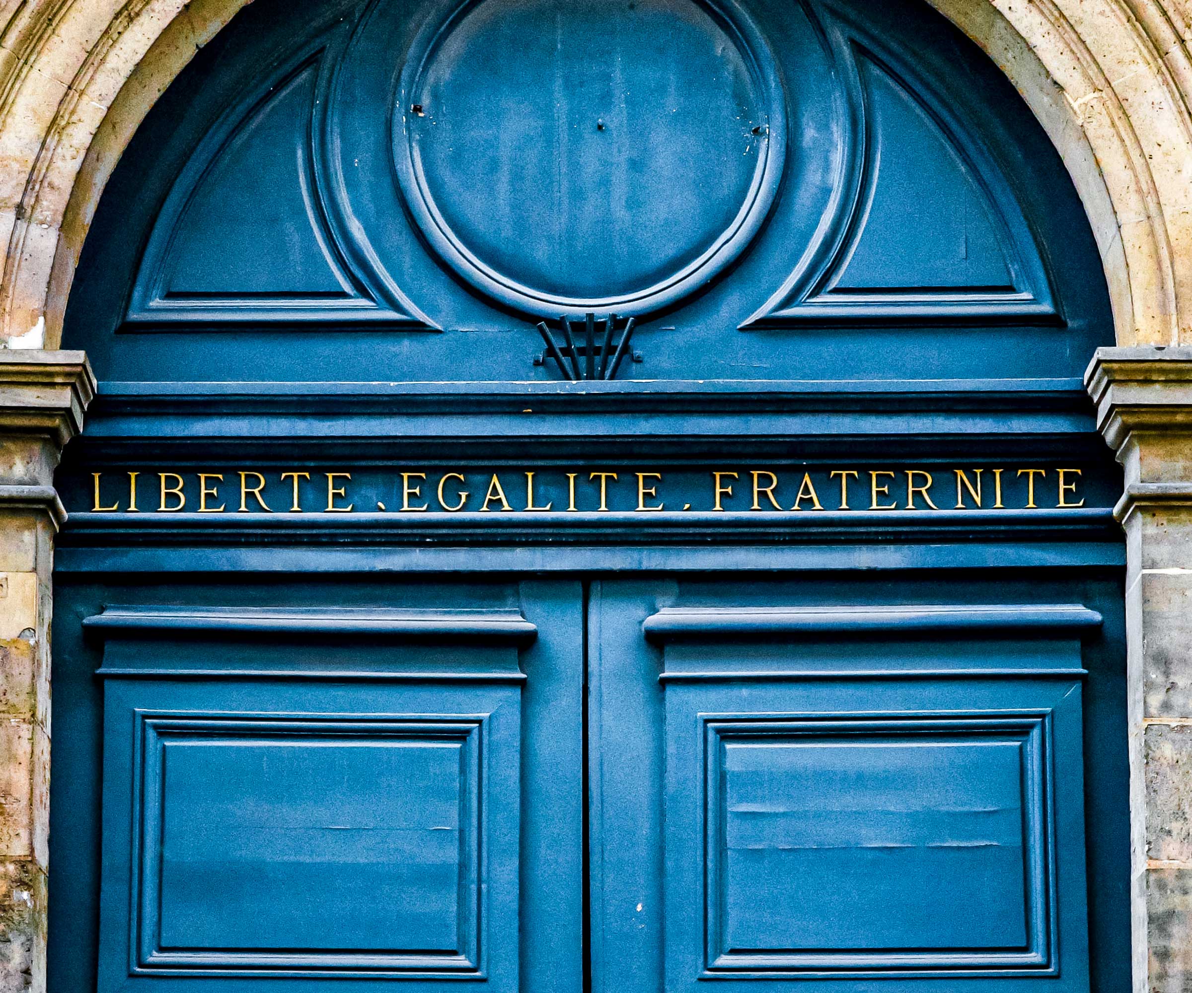 The French Republican motto. © Godong/Alamy Stock Photo
