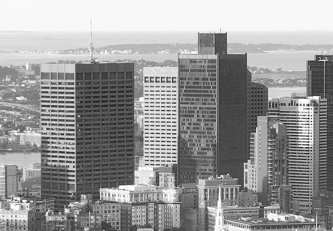 Black & white photo of Boston