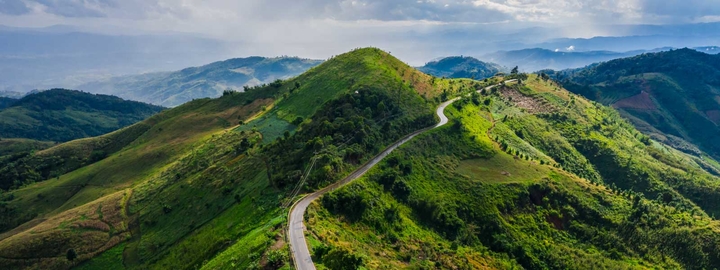 Mountain road aerial shot