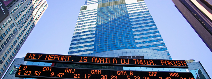 Stock exchange sign and building