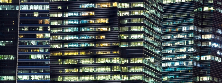 Office buildings at night