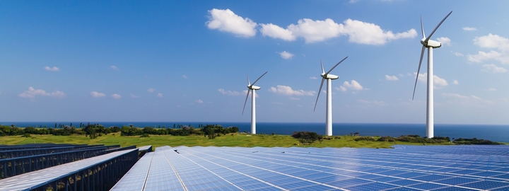 solar panels and turbines