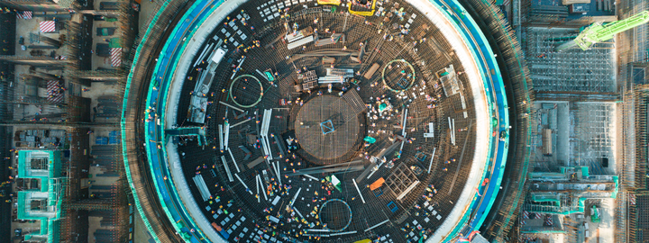 Aerial view of a construction site