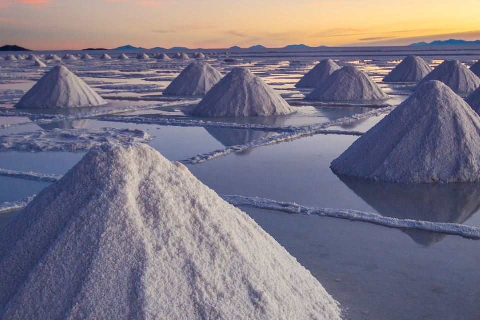 Pillars of salt in El Salar de Uyuni, Bolivia