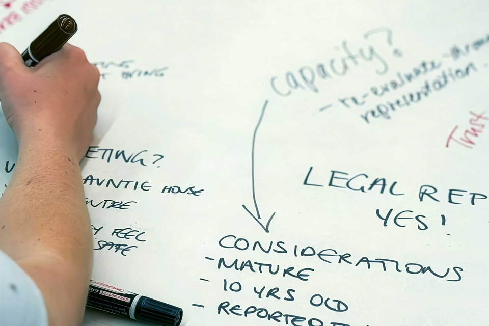 A student participates in an interactive BABSEACLE legal training workshop.