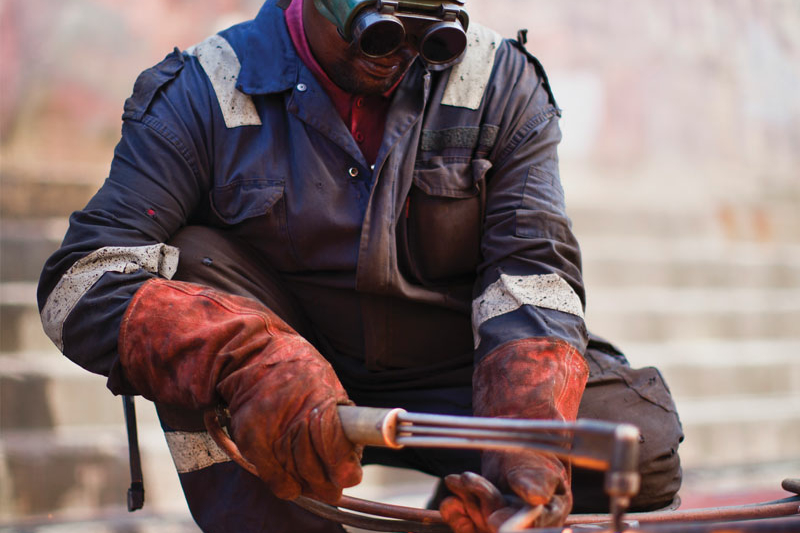 Industrial Worker Welding Steel Structure