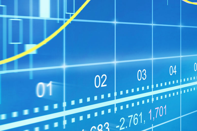 financial stock graph in blue background