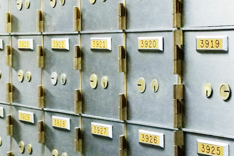 safety deposit boxes