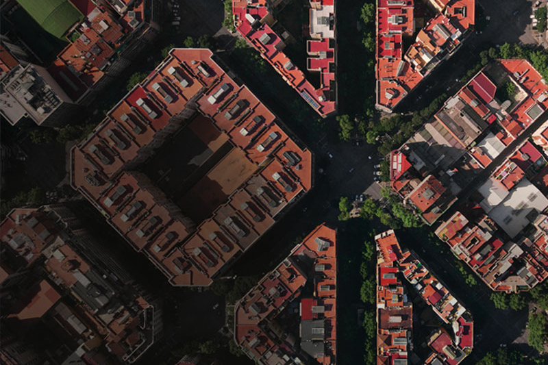 Aerial view of buildings