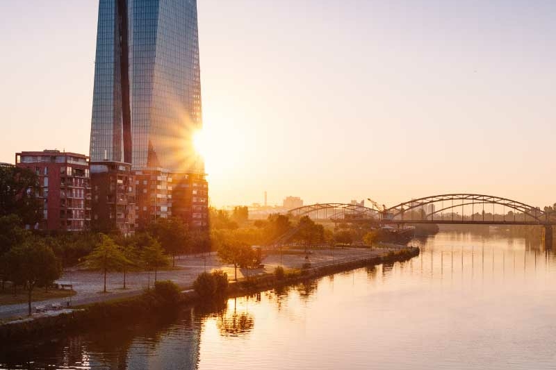 sunset over the arch bridge