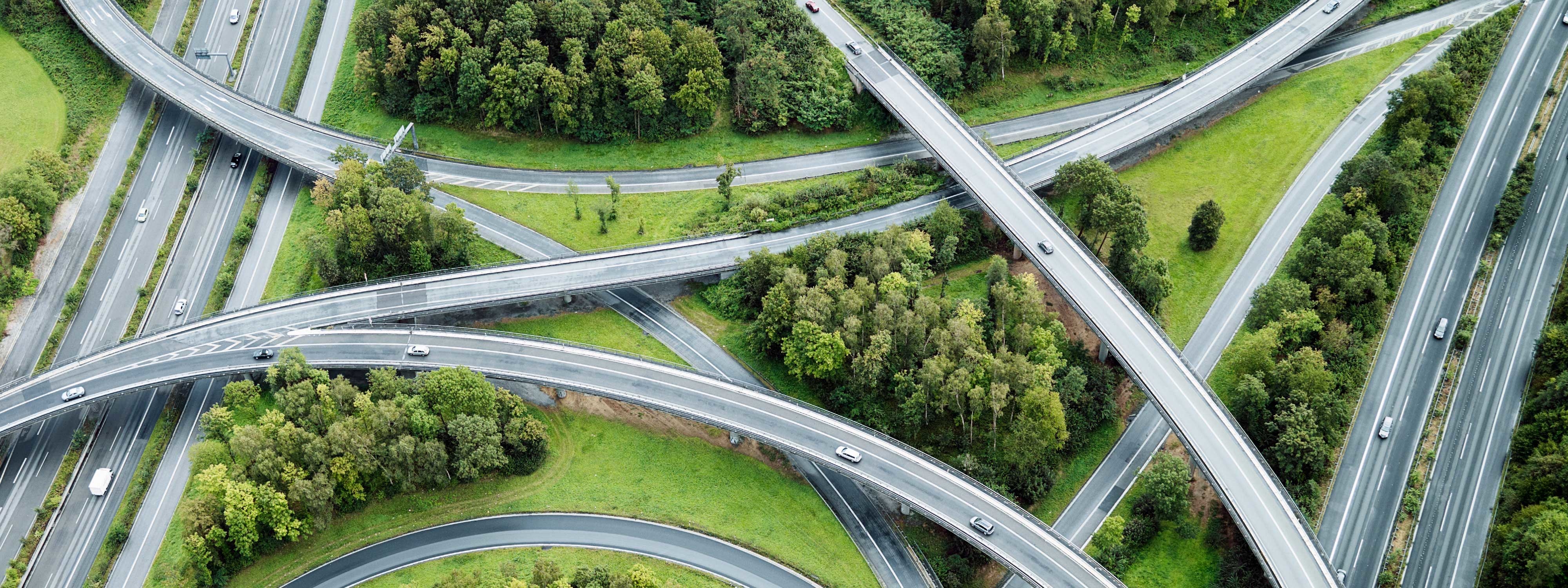 aerial view of super highways