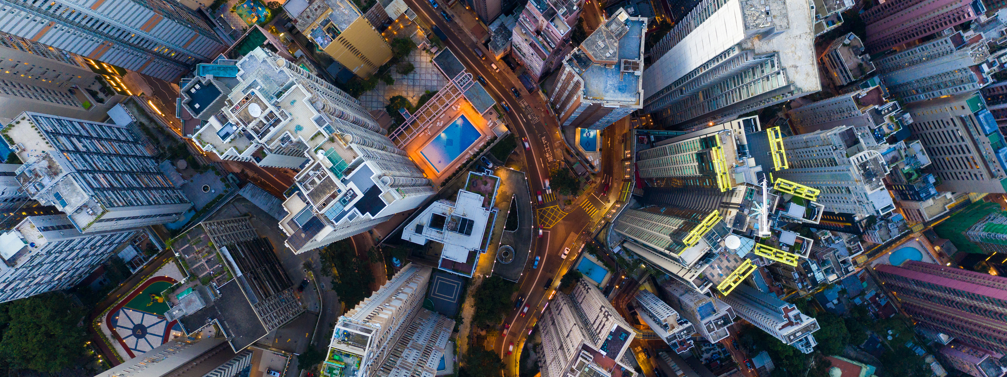 Birds eye view of skyscrapers