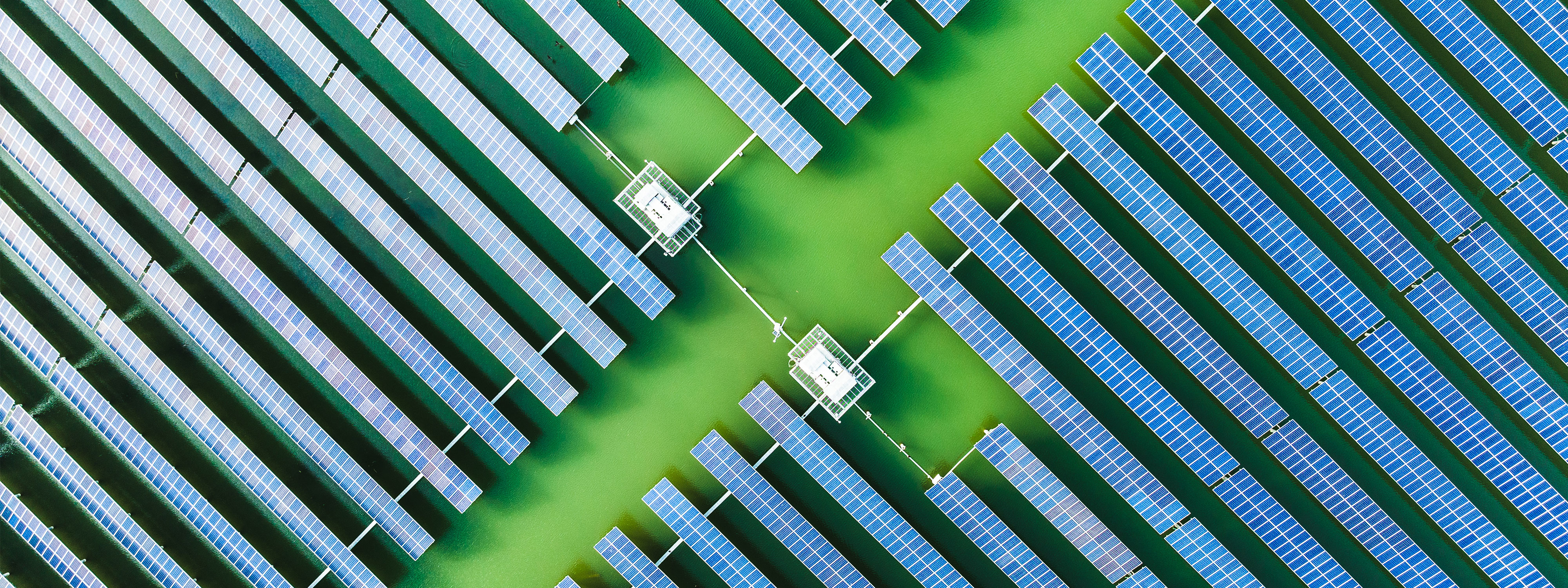 Top view of solar panels