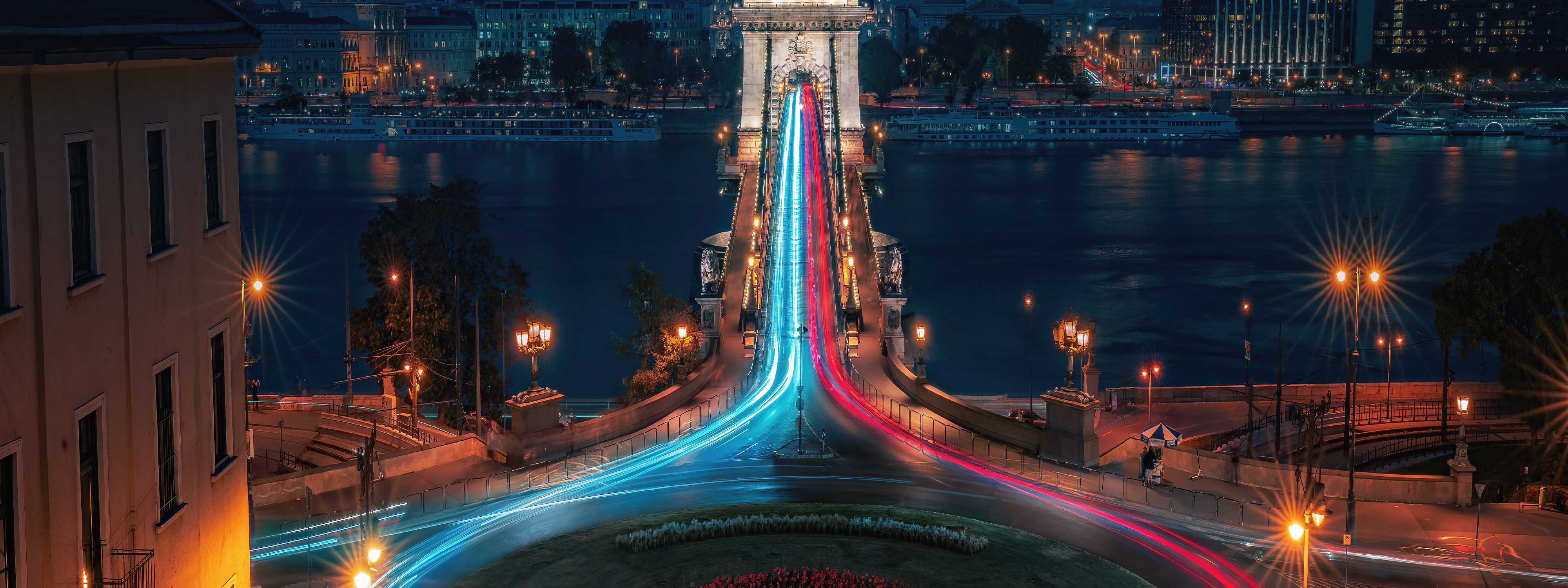 night highway light trails