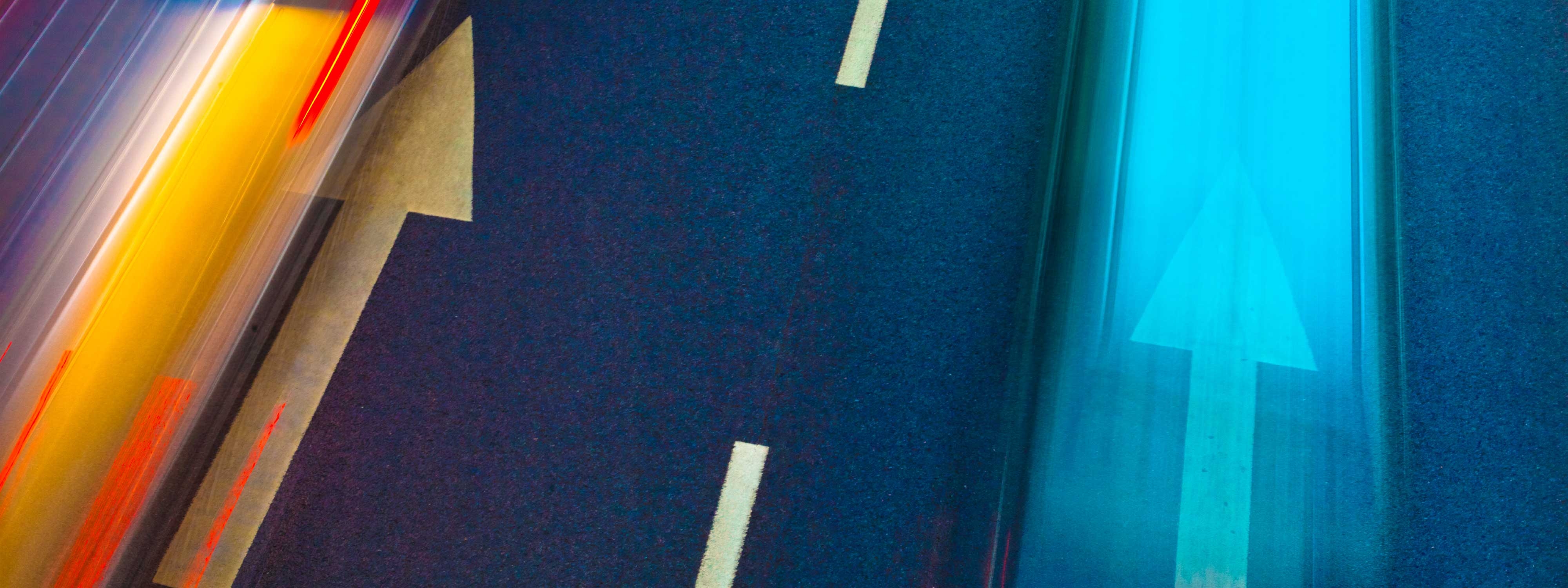 nighttime trail lights road