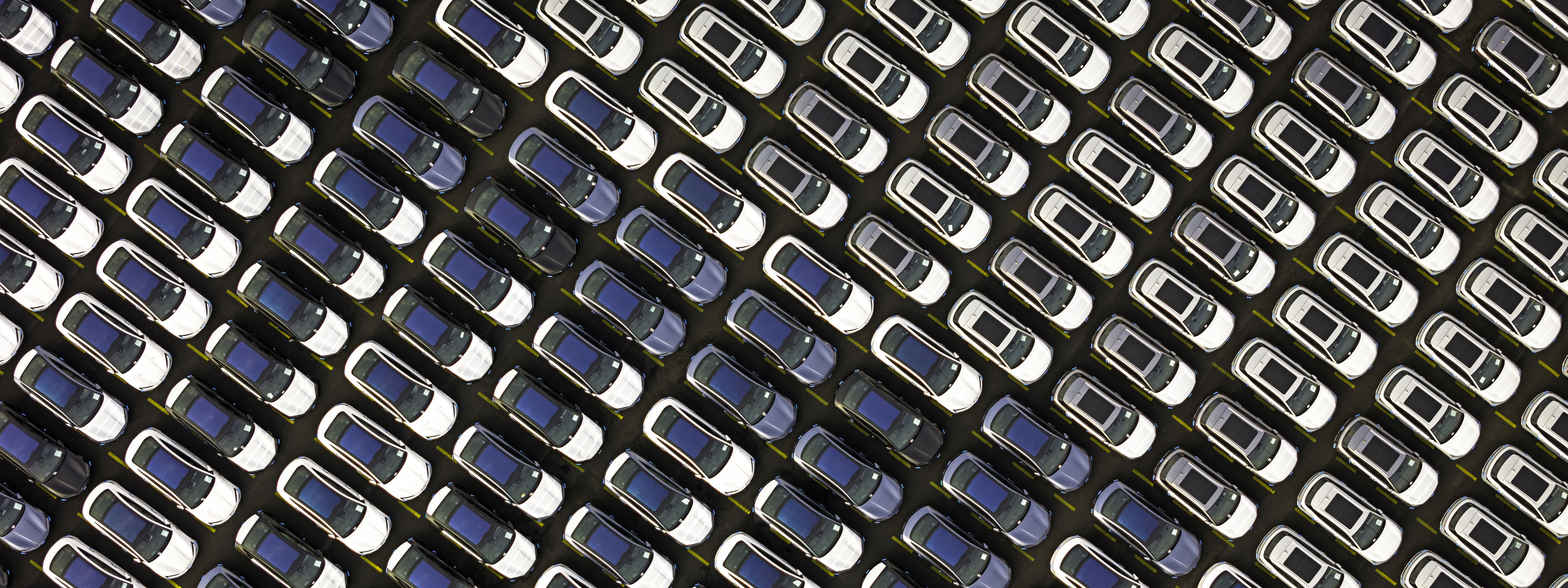 aerial view of cars parked