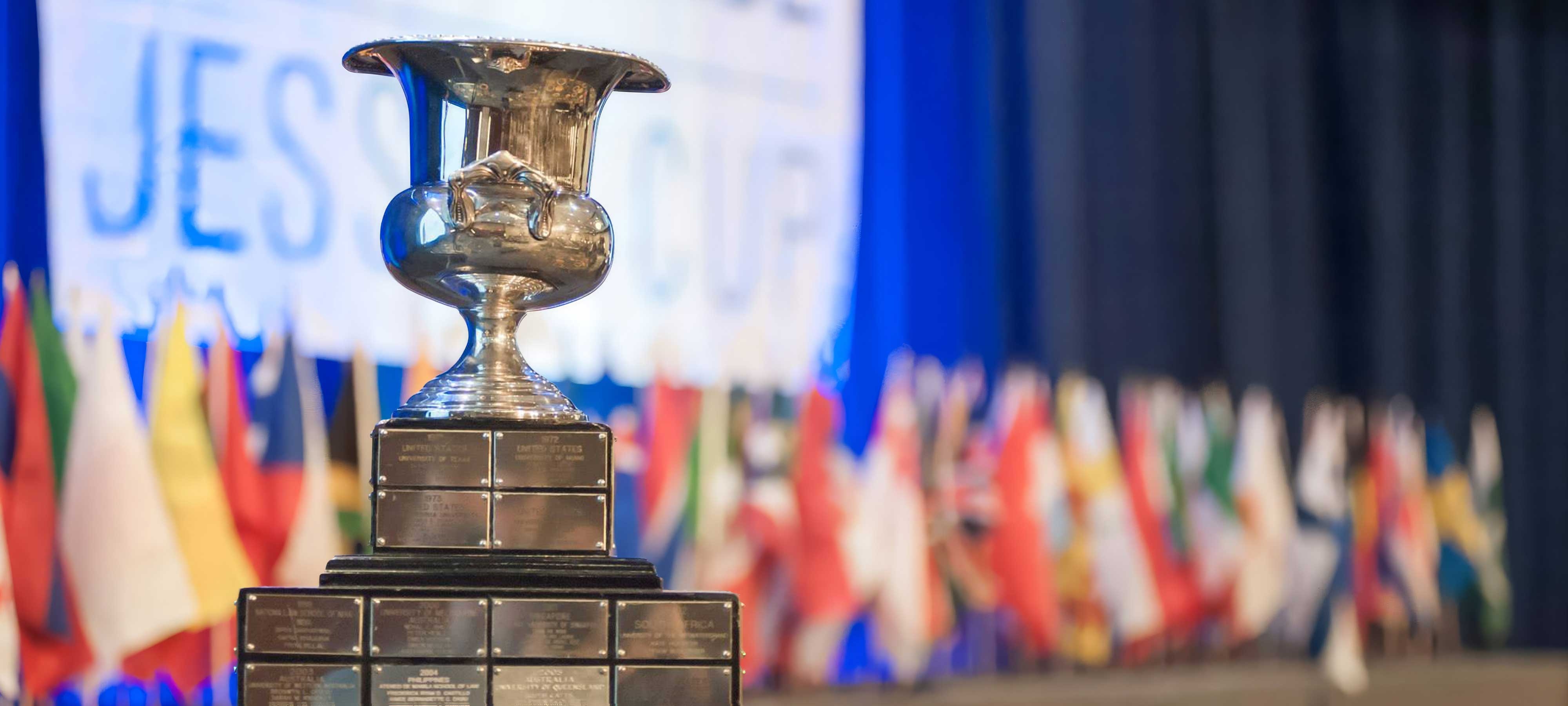 The World Cup trophy from the Philip C. Jessup International Law Moot Court Competition.